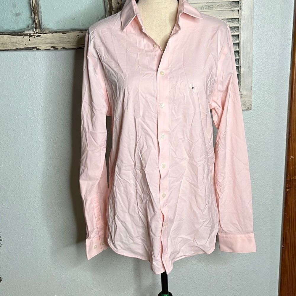 NWT Express Performance Pink Long Sleeve Top Button Down Women's Shirt Size Medi